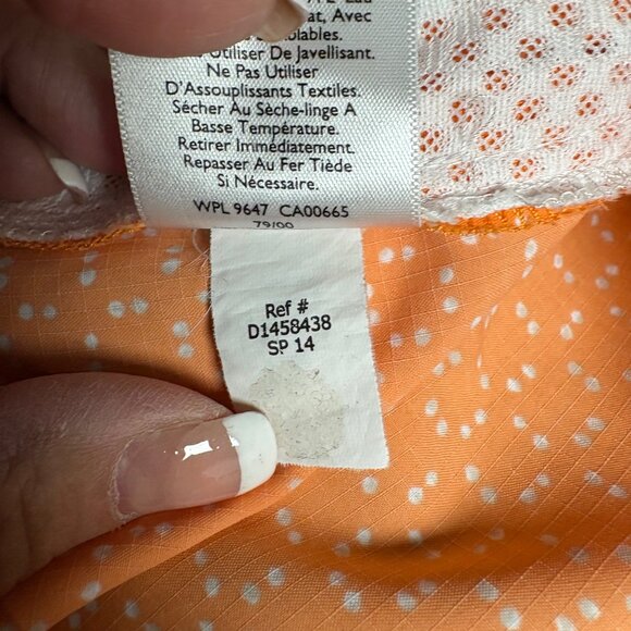 Eddie Bauer Sleeveless Button Up Blouse Womens Sz Small Orange Polka Dot Casual - Picture 7 of 10